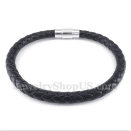 Bracelet En Cuir Noir Pour Homme