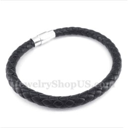 Bracelet En Cuir Noir Pour Homme