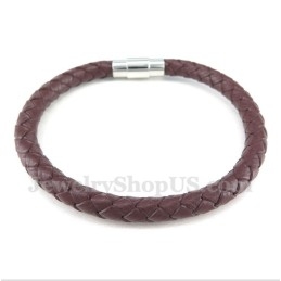 Bracelet En Cuir Et Titane Pour Homme