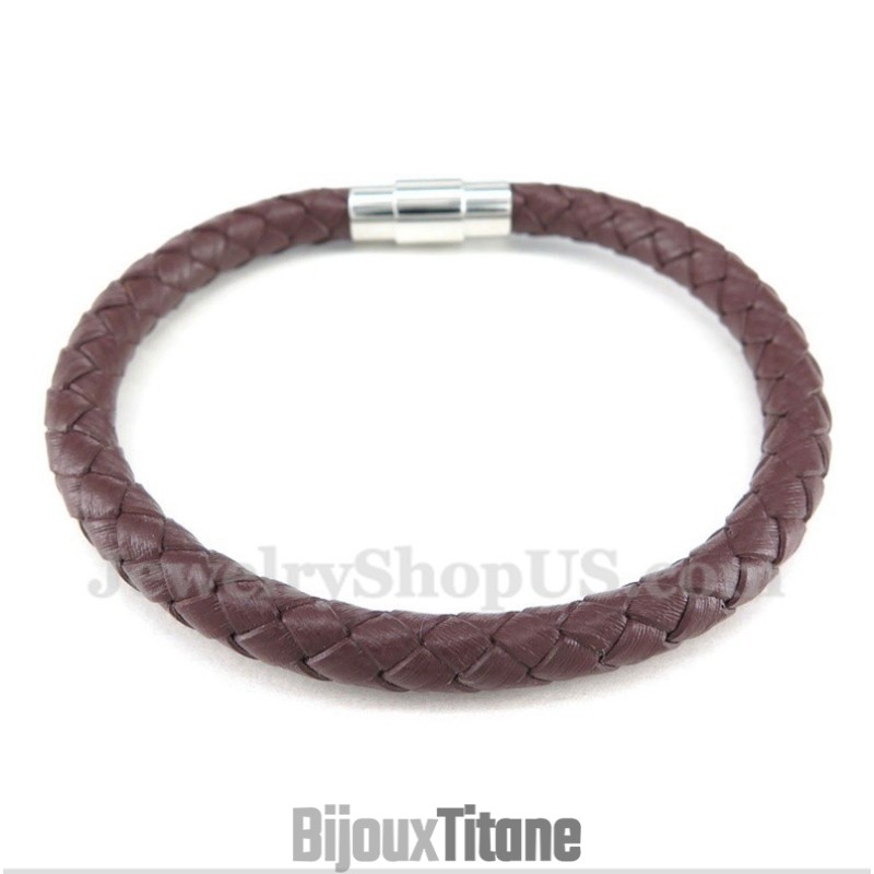 Bracelet En Cuir Et Titane Pour Homme Bracelet En Cuir Et Titane Pour Homme