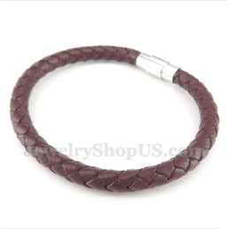 Bracelet En Cuir Et Titane Pour Homme