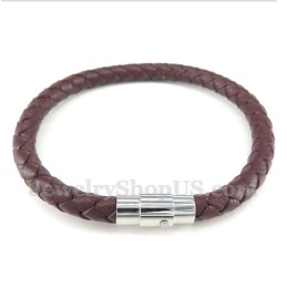 Bracelet En Cuir Et Titane Pour Homme