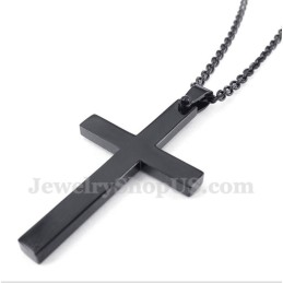 Pendentif Croix Noire En Titane Pour Homme Avec Chaîne Offerte