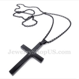 Pendentif Croix Noire En Titane Pour Homme Avec Chaîne Offerte