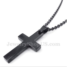 Pendentif Croix Noire En Titane Pour Homme Avec Chaîne Offerte