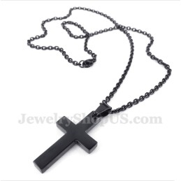 Pendentif Croix Noire En Titane Pour Homme Avec Chaîne Offerte