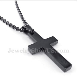 Pendentif Croix Noire En Titane Pour Homme Avec Chaîne Offerte