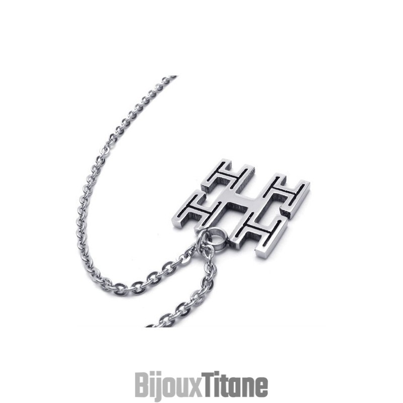 Collier Chaîne En Argent Et Titane De 15,7 Pouces Collier Chaîne En Argent Et Titane De 15,7 Pouces