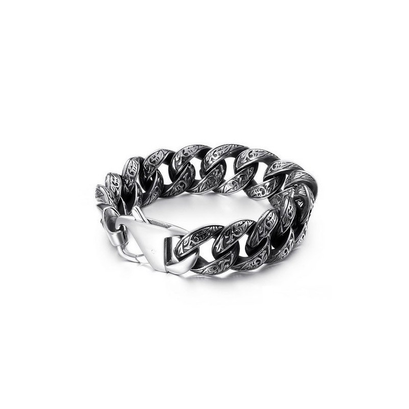 Bracelet Tendance En Titane Pour Homme Avec Fermoir Multi-Boucles
