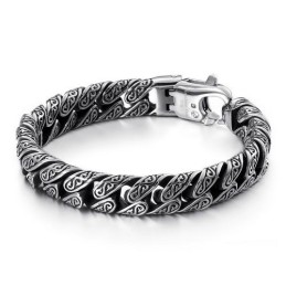 Bracelet Tendance En Titane Pour Homme Avec Fermoir Multi-Boucles