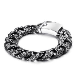 Bracelet Tendance En Titane Pour Homme Avec Fermoir Multi-Boucles