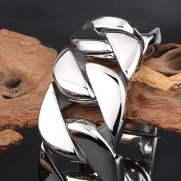 Bracelet Chaîne En Titane Brillant À Section Épaisse Tendance
