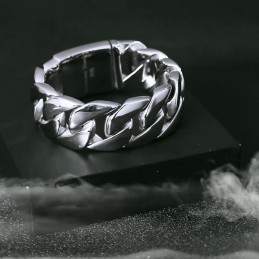 Bracelet Chaîne En Titane Brillant À Section Épaisse Tendance
