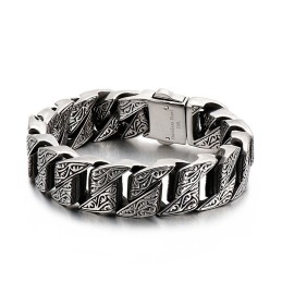Bracelet En Titane À Motif Floral Rétro Pour Homme