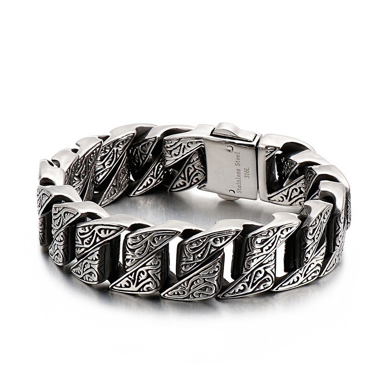 Bracelet En Titane À Motif Floral Rétro Pour Homme Bracelet En Titane À Motif Floral Rétro Pour Homme