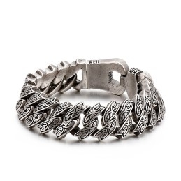 Bracelet En Titane À Motif Floral Rétro Pour Homme