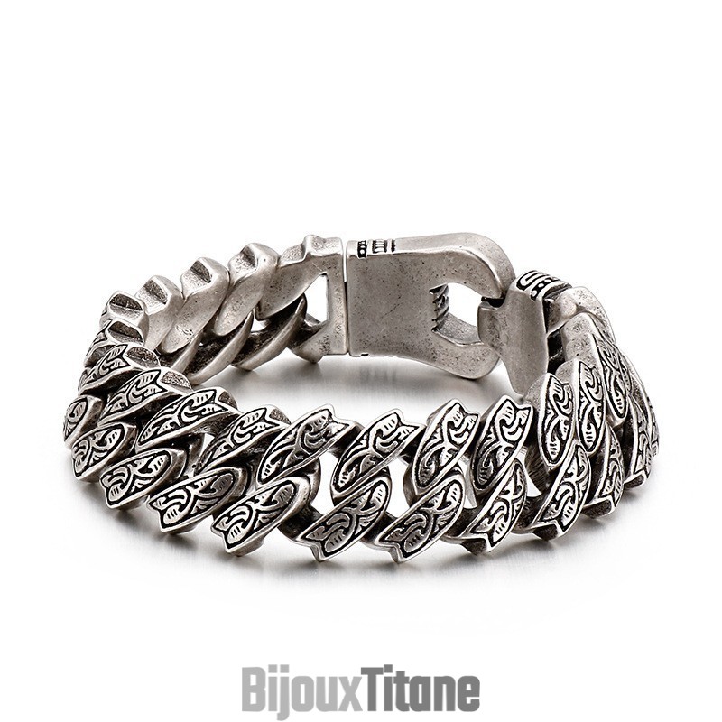 Bracelet En Titane À Motif Floral Rétro Pour Homme Bracelet En Titane À Motif Floral Rétro Pour Homme