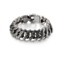 Bracelet En Titane À Motif Floral Rétro Pour Homme