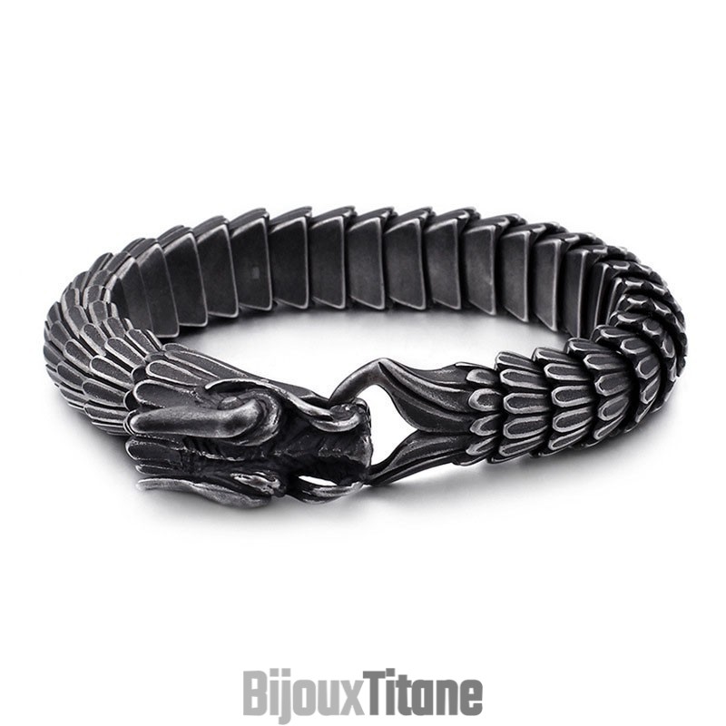 Bracelet En Titane Pour Homme À Motif Écailles De Dragon Vintage Bracelet En Titane Pour Homme À Motif Écailles De Dragon Vintage