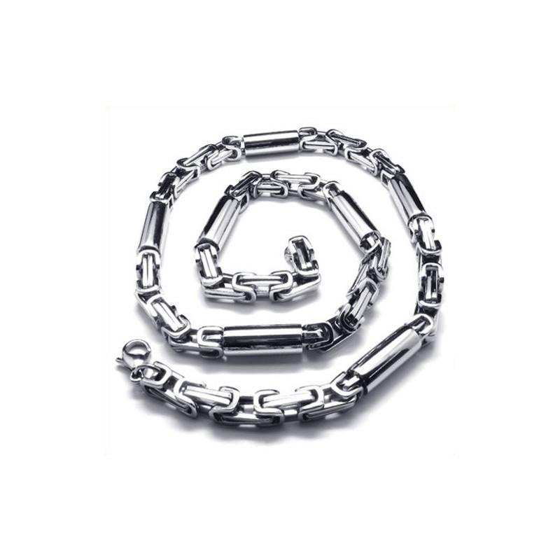 Collier Cylindrique En Titane Et Argent De 55 Cm Collier Cylindrique En Titane Et Argent De 55 Cm