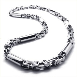 Collier Cylindrique En Titane Et Argent De 55 Cm