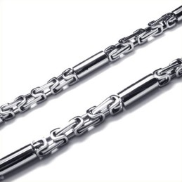 Collier Cylindrique En Titane Et Argent De 55 Cm