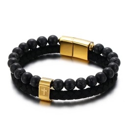 Bracelet En Titane Turquoise, Bracelet Tendance En Cuir Croisé Pour Homme