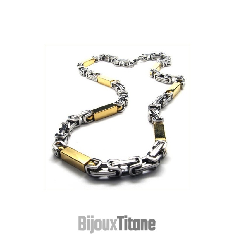 Collier Cuboïde Doré En Titane De 55 Cm Collier Cuboïde Doré En Titane De 55 Cm