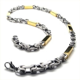 Collier Cuboïde Doré En Titane De 55 Cm