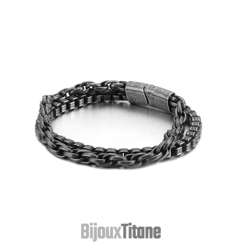 Bracelet Double Couche En Titane Pour Homme