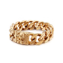 Bracelet Chaîne Cubaine En Titane Bracelet Tête De Mort En Titane Pour Homme