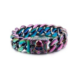 Bracelet Chaîne Cubaine En Titane Bracelet Tête De Mort En Titane Pour Homme