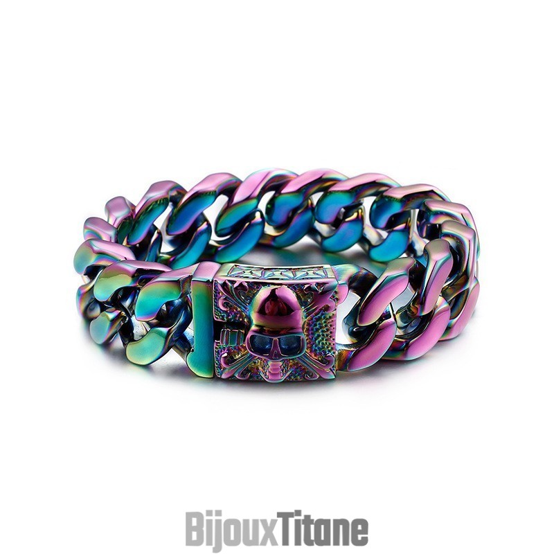Bracelet Chaîne Cubaine En Titane Bracelet Tête De Mort En Titane Pour Homme Bracelet Chaîne Cubaine En Titane Bracelet Tête De Mort En Titane Pour Homme