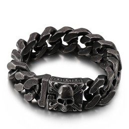 Bracelet Chaîne Cubaine En Titane Bracelet Tête De Mort En Titane Pour Homme