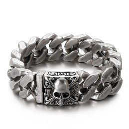Bracelet Chaîne Cubaine En Titane Bracelet Tête De Mort En Titane Pour Homme