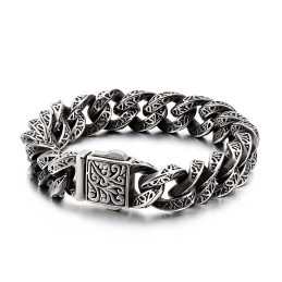 Bracelet En Titane Pour Homme Avec Boucles Vintage Et Têtes De Mort Florales