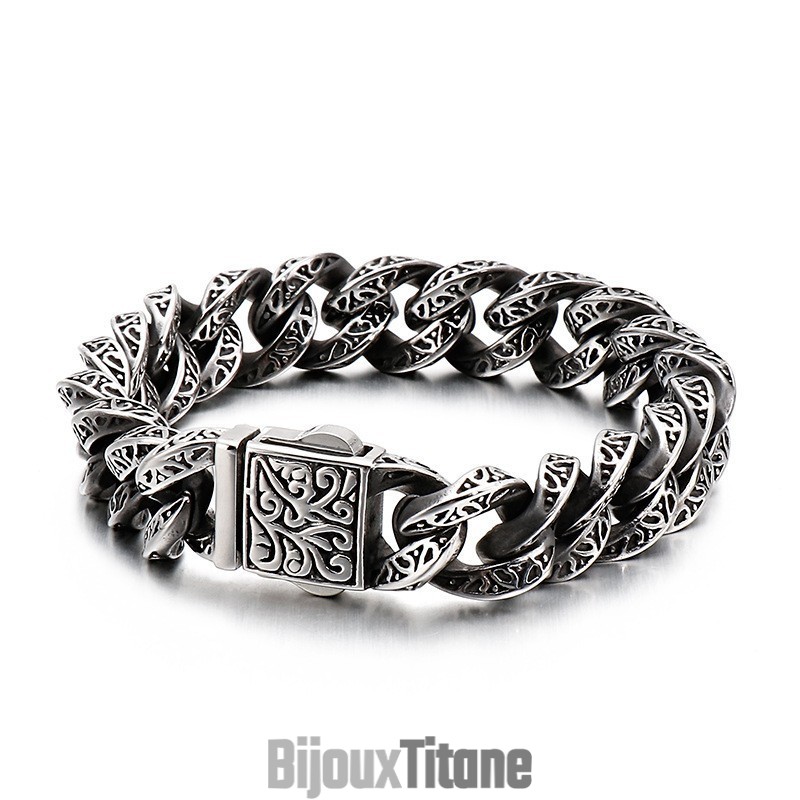 Bracelet En Titane Pour Homme Avec Boucles Vintage Et Têtes De Mort Florales Bracelet En Titane Pour Homme Avec Boucles Vintage Et Têtes De Mort Florales