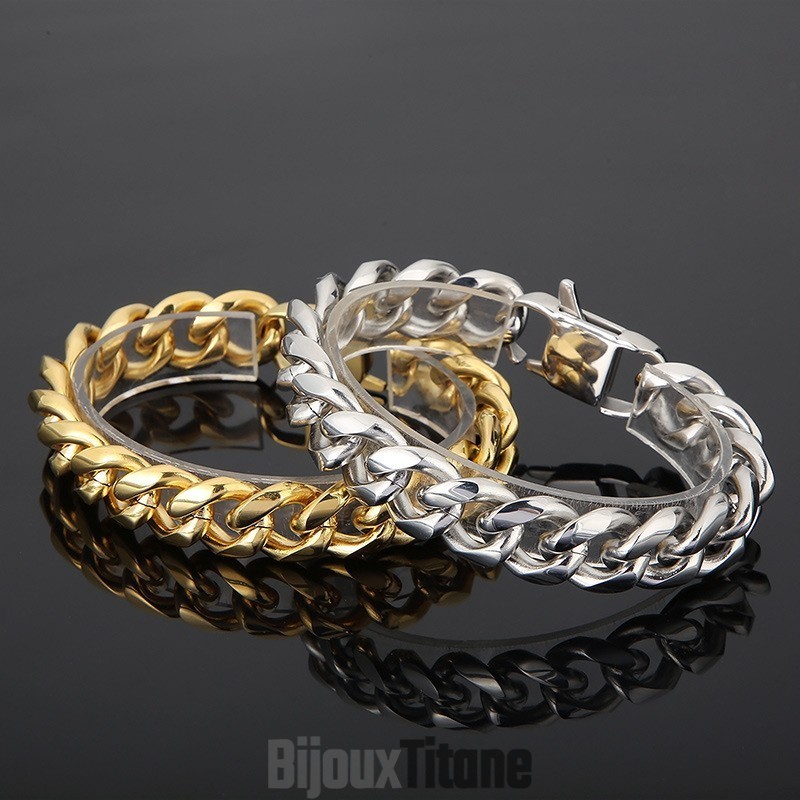 Bracelet En Titane À Chaîne Cubaine Pour Homme