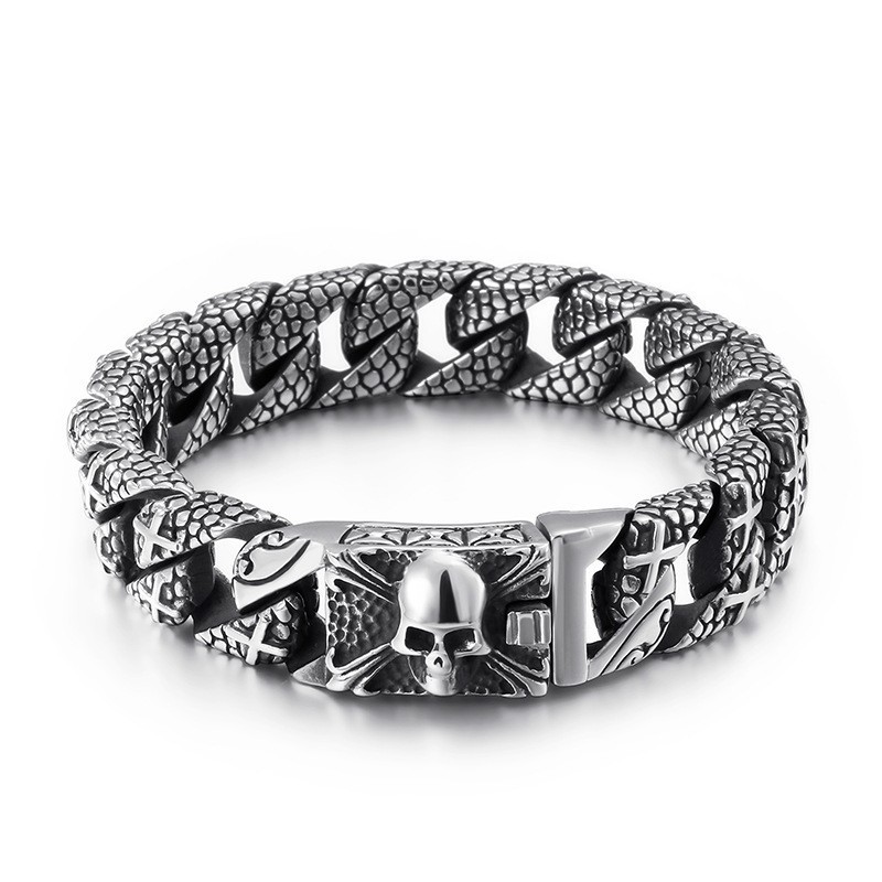 Bracelet Croix Chic En Titane Bracelet Tête De Mort En Titane Pour Homme