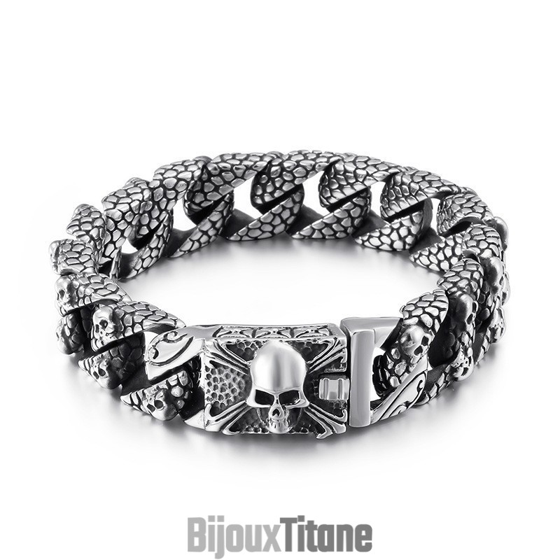 Bracelet Croix Chic En Titane Bracelet Tête De Mort En Titane Pour Homme