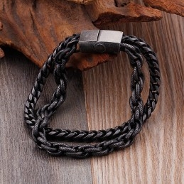 Bracelet Double Couche En Titane Pour Homme