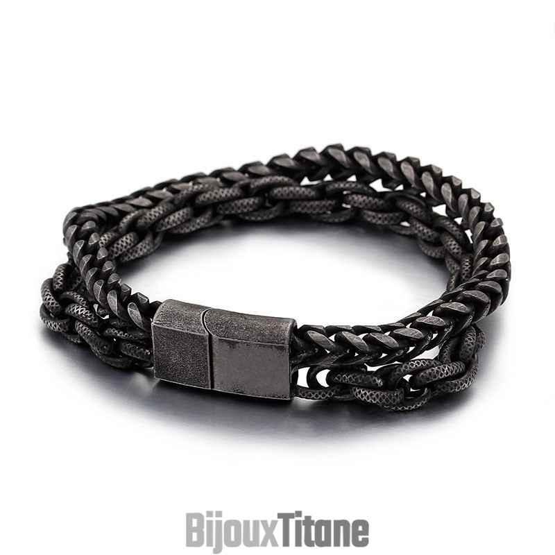 Bracelet Double Couche En Titane Pour Homme