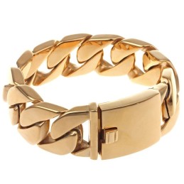 Bracelet Épais En Titane Pour Homme, Style Hip-Hop, Tendance, Plaqué Or 18 Carats