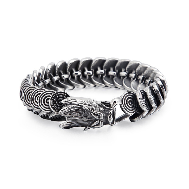 Bracelet En Titane Pour Homme, Bijou Tendance Et Tendance, Tête De Dragon Bracelet En Titane Pour Homme, Bijou Tendance Et Tendance, Tête De Dragon