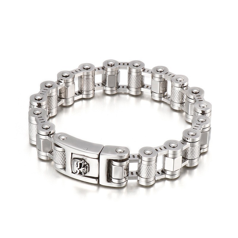 Bracelet Chaîne De Vélo En Titane Pour Homme, Motif Tête De Mort