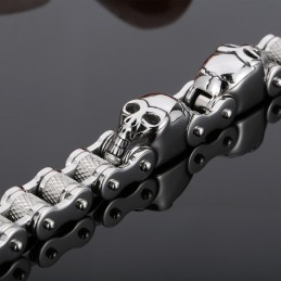 Bracelet Chaîne De Vélo En Titane Pour Homme, Motif Tête De Mort