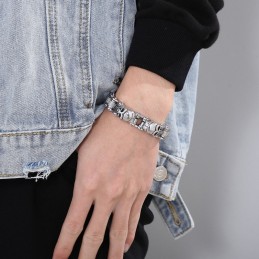Bracelet Chaîne De Vélo En Titane Pour Homme, Motif Tête De Mort