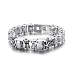 Bracelet Chaîne De Vélo En Titane Pour Homme, Motif Tête De Mort