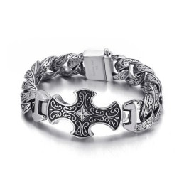 Bracelet En Titane Pour Homme Avec Motif Croix Vintage