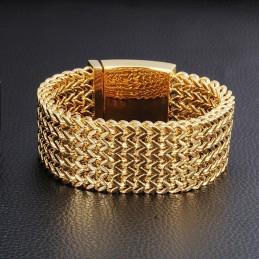Bracelet En Titane Pour Homme, Motif Écailles De Poisson Carrées Tendance
